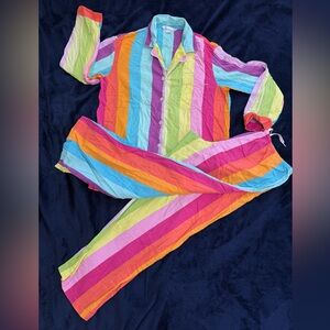 Victoria Secret  Rainbow Stripe Pajama Set - Multicolor